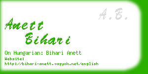 anett bihari business card